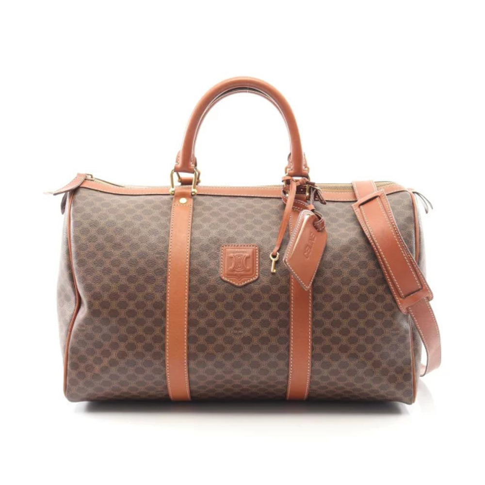 Celine Macadam Boston bag canvas leather brown